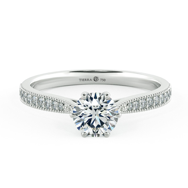 Nhẫn kim cương 5 ly Solitaire Pave 6 chấu viền bi NCH1204